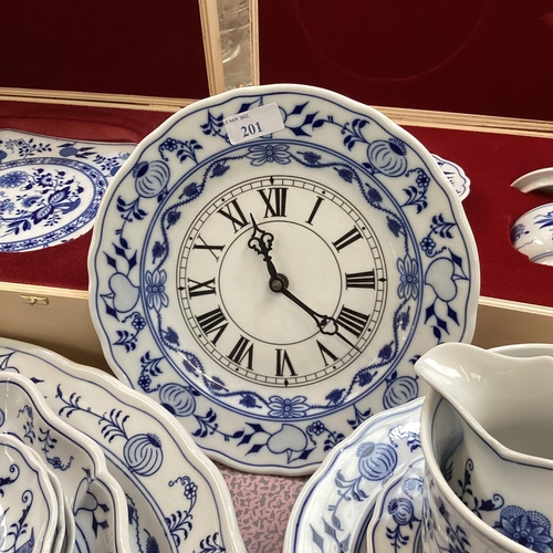 201 - A good set of blue and white china, ORIGINAL BOHEMIA, ZWIEBELMUSTER, made in CZECH R to include bowl... 