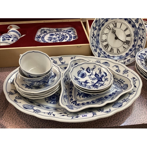 201 - A good set of blue and white china, ORIGINAL BOHEMIA, ZWIEBELMUSTER, made in CZECH R to include bowl... 