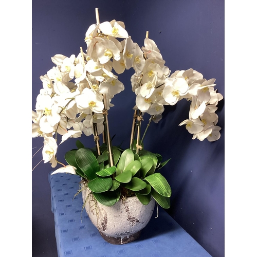 216 - A large impressive faux flowers decorative statement piece, of white orchid arrangements,  in large ... 