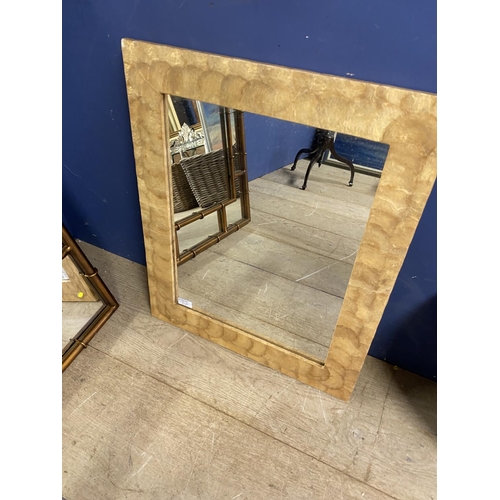 247 - Four modern wall mirrors, to include a large bamboo style rectangular wall mirror, a circular wall m... 