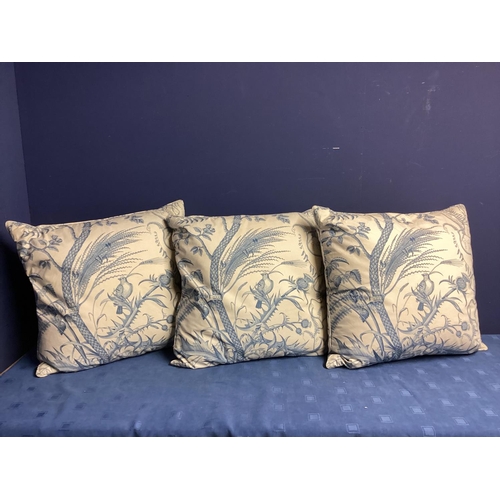 275 - Ten good cushions, in blues and whites patterns, including a pair of Navy with white stars by Chelse... 