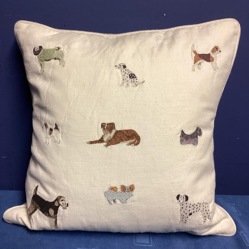 277 - Eight various cushions, including a Chelsea Textile London dog patterned cushion, a pair of Sofa.com... 