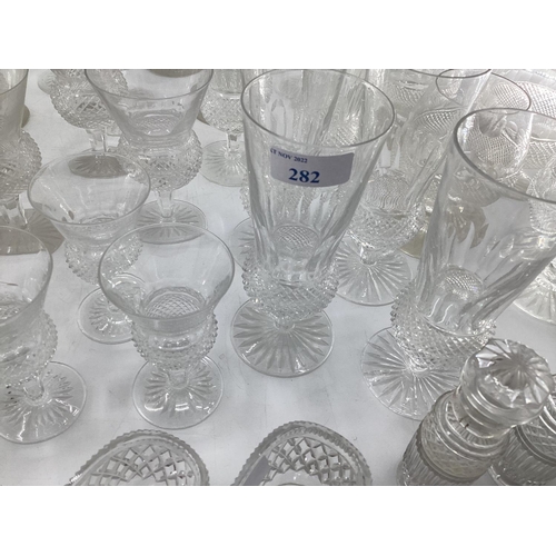 282 - A quantity of glasswares to include wine glasses, of various sizes, and bowls etc