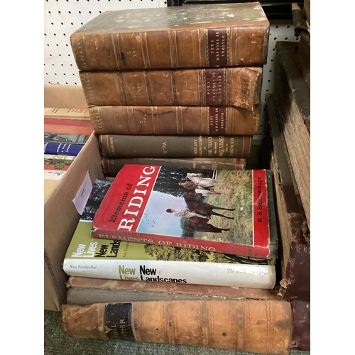 292 - Quantity of old leather books, including Shire Horse Society Stud books from the early 1900s, all wi... 