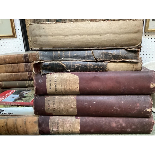 292 - Quantity of old leather books, including Shire Horse Society Stud books from the early 1900s, all wi... 