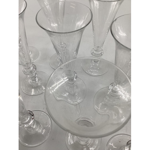 295 - William Yeoward 12 champagne glasses, (and 4 further glasses with chip);