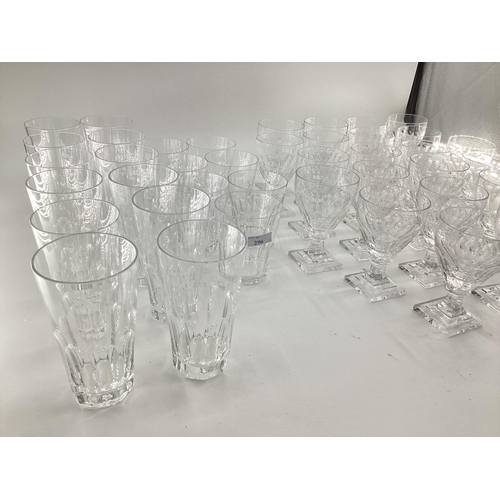 296 - William Yeoward glasses, 12 tall tumblers, 12 white wine, 11 red wine, 7 large tumblers