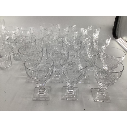 296 - William Yeoward glasses, 12 tall tumblers, 12 white wine, 11 red wine, 7 large tumblers