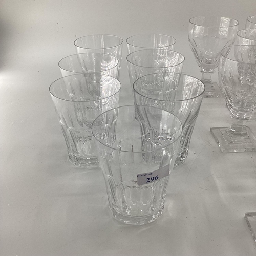 296 - William Yeoward glasses, 12 tall tumblers, 12 white wine, 11 red wine, 7 large tumblers