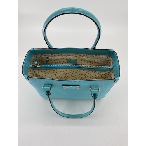 303 - Kate Spade leather Tote bag, in brilliant Turquoise colour, with dust cover and box (v small minor m... 