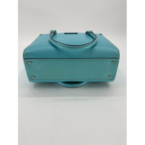 303 - Kate Spade leather Tote bag, in brilliant Turquoise colour, with dust cover and box (v small minor m... 