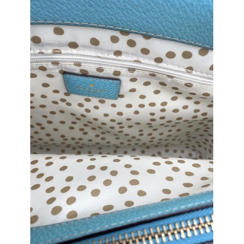 303 - Kate Spade leather Tote bag, in brilliant Turquoise colour, with dust cover and box (v small minor m... 