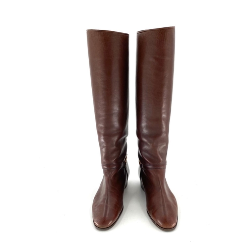 304 - Gucci Brown leather boots, with classic horse bit at ankle, circa 1980s, size 39.5 (code 10327000233... 