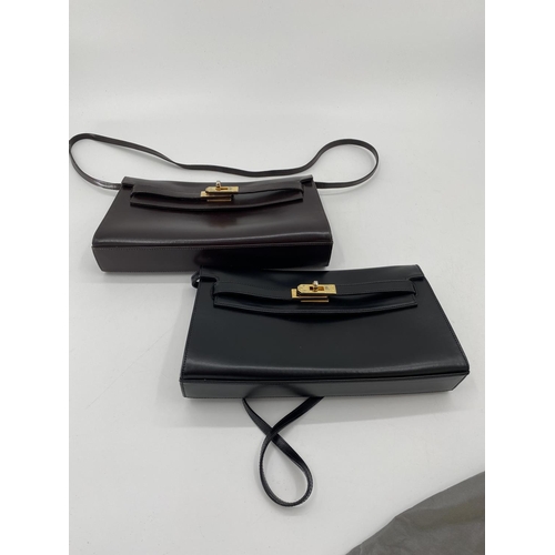 306 - TWO Italian  leather handbags; one black and one brown, Mazzon (Venezia), Dust Cover