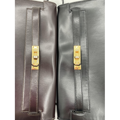 306 - TWO Italian  leather handbags; one black and one brown, Mazzon (Venezia), Dust Cover