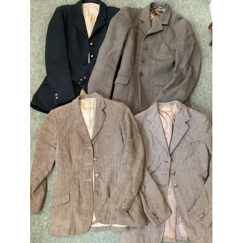 309 - vintage clothing to include a fur coat , hunting coats  etc