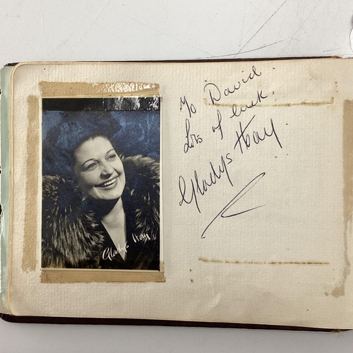 312 - A comprehensive autograph album early to mid C20th, Gregory Peck, Gracie Fields and many others Prov... 