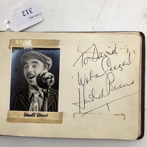 312 - A comprehensive autograph album early to mid C20th, Gregory Peck, Gracie Fields and many others Prov... 