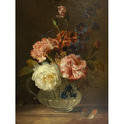 324 - Follower of Jan Van Os (Dutch 1744-1808), Oil on canvas, Still life of Roses Carnations and other fl... 