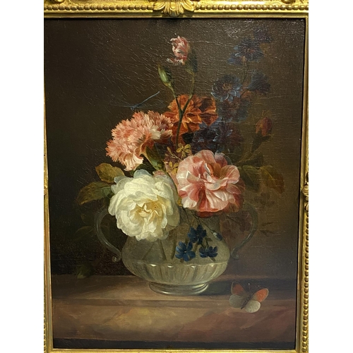 324 - Follower of Jan Van Os (Dutch 1744-1808), Oil on canvas, Still life of Roses Carnations and other fl... 