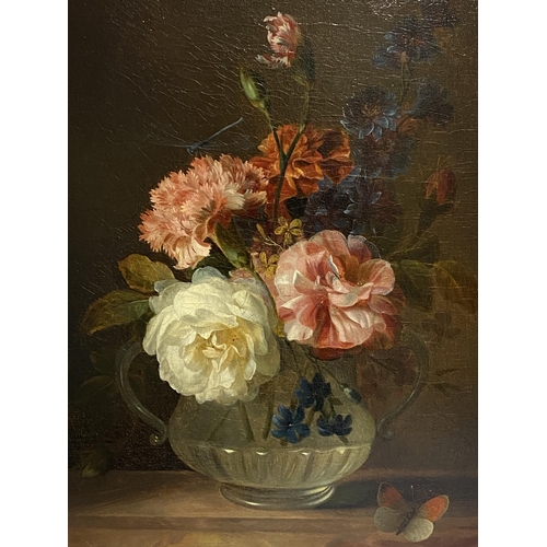 324 - Follower of Jan Van Os (Dutch 1744-1808), Oil on canvas, Still life of Roses Carnations and other fl... 