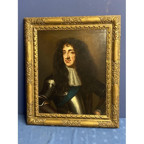 337 - Attrib to Willem Wissing, oil on canvas, Charles II , in gilt frame, 73 x 59cm, Provenance: Elvaston... 