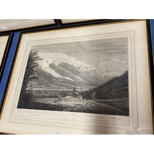 355 - After William Pars, Five black and white prints, Switzerland, 33 x 49cm framed and glazed, engraved ... 