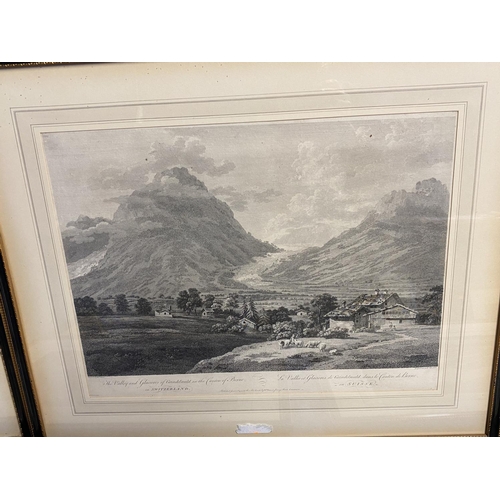 355 - After William Pars, Five black and white prints, Switzerland, 33 x 49cm framed and glazed, engraved ... 