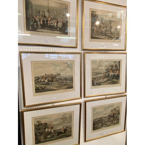 362 - Set of 6 vintage hunting prints, framed and glazed, titled to mount, Bachelor's Hall