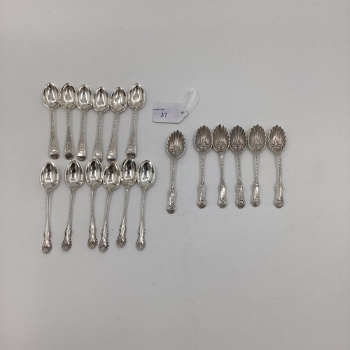 37 - Three set of 6 sterling silver tea spoons, 267g