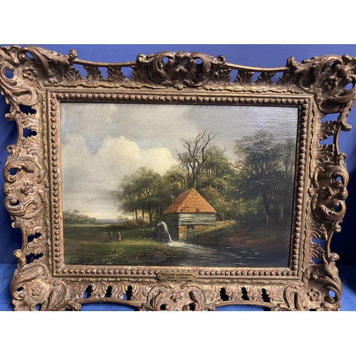 371 - WILLEM BODEMANN (1806-1880), pair of oil on board, of country scenes,  in pierced gilt gesso frames,... 