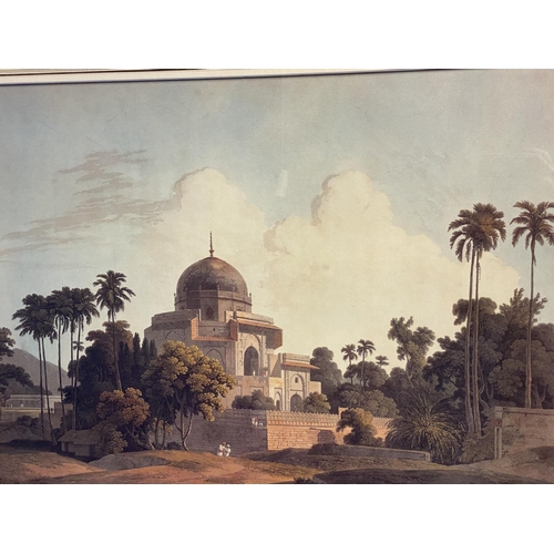 376 - Pair of  gilt glazed framed modern prints of Indian Scenes, by Thomas Daniels RA, 51 x 65cm