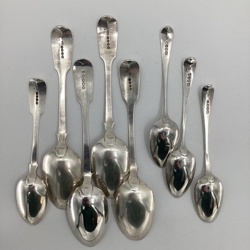 38 - A collection of C19th century spoons, four serving spoons and four desert, various makers and dates,... 