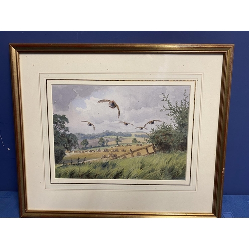 380 - J C HARRISON (1898-1985), watercolour on paper, Stubble: Chollerford, on glazed frame, 23 x 32cm, si... 