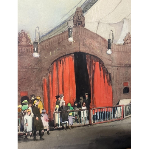 407 - A C19th /early C20th French School, watercolour on paper of a circus tent, gilt glazed frame, 27 x 3... 