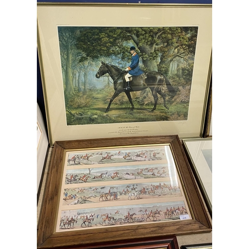 418 - A large collection of Horse/Hunting framed pictures and prints