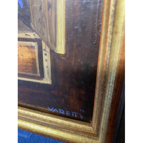 422 - MARIA STUARDA VARETTI (Italian xx) still life on board in an unglazed gilt frame signed lower right ... 