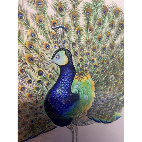 428 - M CLUTTERBUCK (British xx) a pair of watercolour pencil on paper of peacocks and exotic birds in gil... 