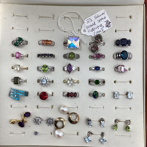 44 - 23 boxed silver and mixed stone jewellery rings etc