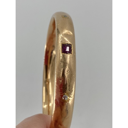 49 - A 14k gold bangle bracelet 16.2 g (not marked)