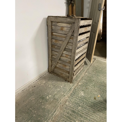 492 - Old vintage wooden apple rack, as found. Dimensions: 68 cm wide x 62 cm depth x 118 cm height