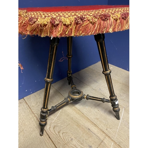 558 - Two Victorian gypsy tables, one octagonal, one circular, with velvet tops, in used condition with so... 