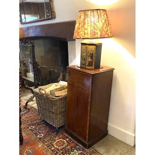 566 - Pair of Regency inlaid mahogany pedestals (which were probably originally part of another piece of f... 