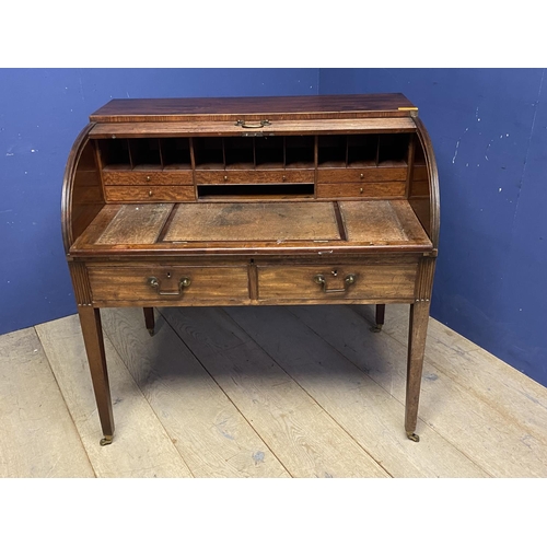 588 - Regency mahogany roll top desk , 100cmW x 66cm D x 96cmH: Provenance Brockenhurst Park Hampshire, an... 