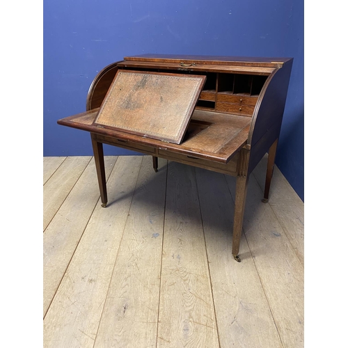 588 - Regency mahogany roll top desk , 100cmW x 66cm D x 96cmH: Provenance Brockenhurst Park Hampshire, an... 