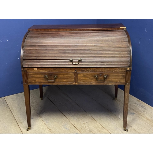 588 - Regency mahogany roll top desk , 100cmW x 66cm D x 96cmH: Provenance Brockenhurst Park Hampshire, an... 