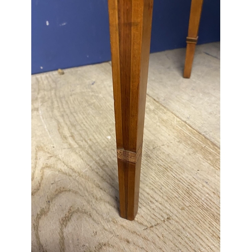 616 - Edwardian inlaid ladies mahogany and satinwood side table, wit fitted drawer opening to reveal desk ... 