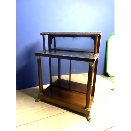 623 - Fine quality Regency Empire inlaid rosewood chiffonier, with marble top, mirrored backs, below a bra... 