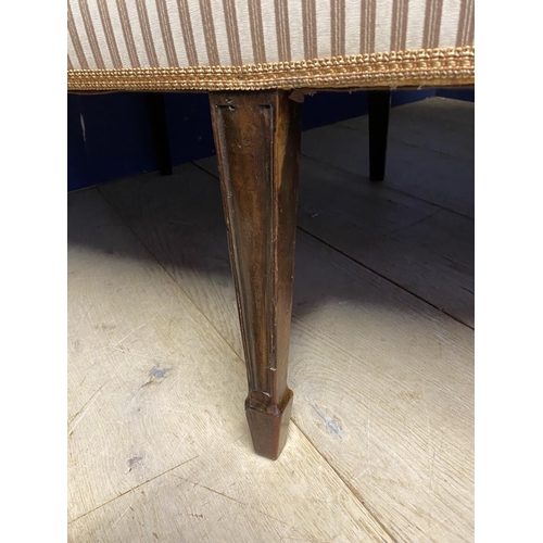 627 - Edwardian show framed settee , upholstered in a striped fabric. Dimensions are: 95 cm height, 72 cm ... 