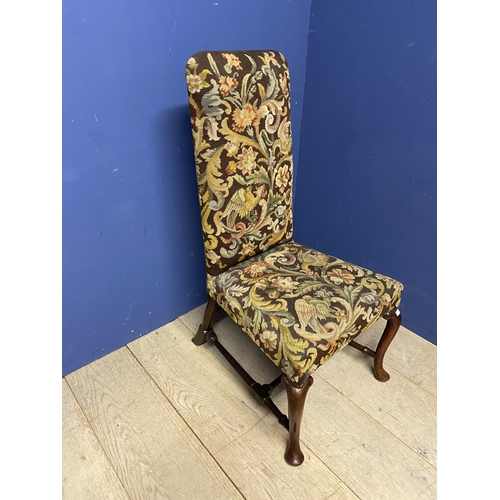 629 - Good tapestry upholstered high back chair with swept back legs